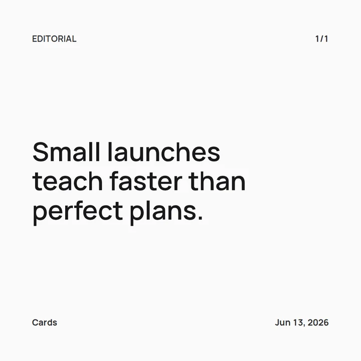 Minimal quote card with black text on white, plus a header and footer
